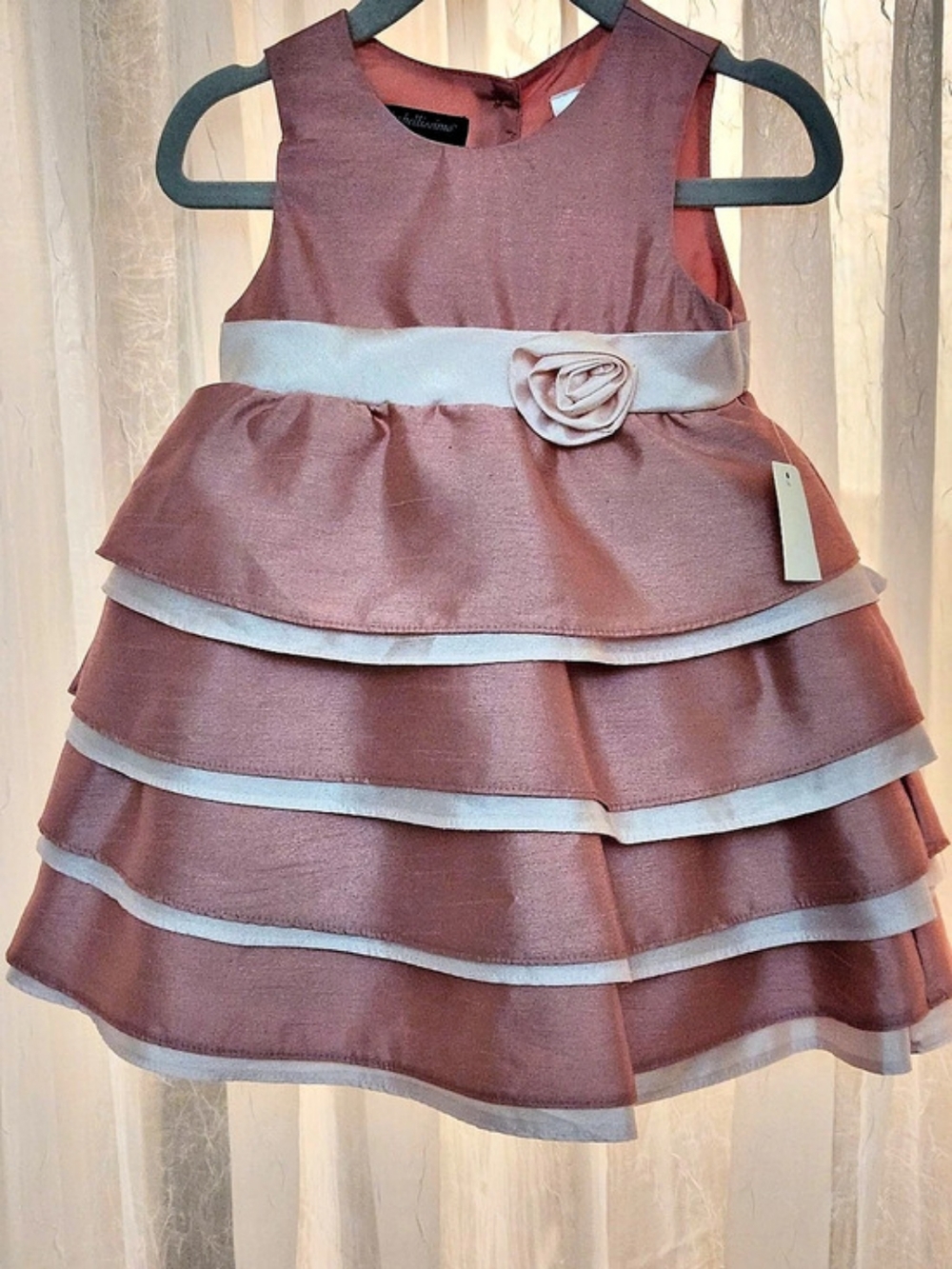 wendy bellissimo Girls Formal Layered Dress Pink & Cream, Size 6mons, NWT